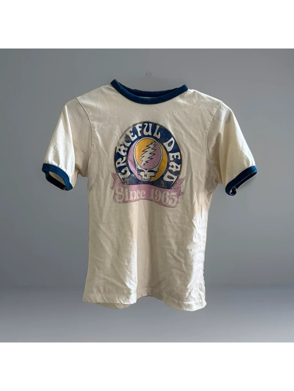 Grateful Dead Since 1965 Ringer T Shirt Medium Ripple Junction White Blue Tee